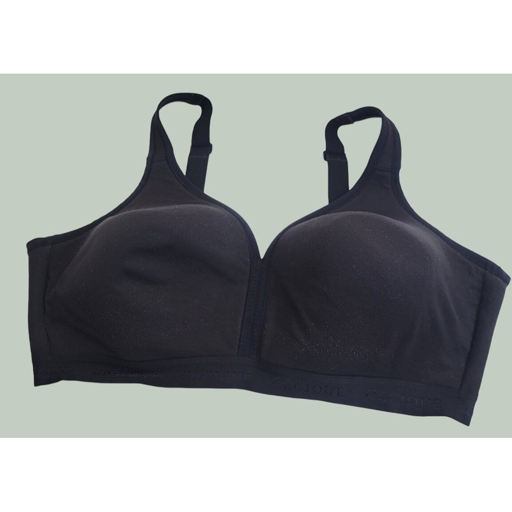 Cacique Wireless Bra Lightly Lined Full Coverage Comfort Plus Size 44DD Black